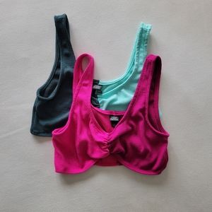 NWT WILD FABLE Pink and Green Scrunch Front Colorblock Crop Tops